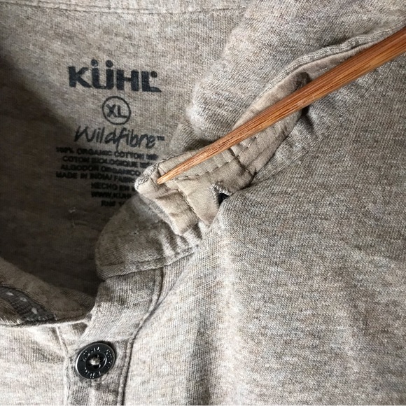 Kuhl Organic Cotton Polo Short Sleeve Wildfibre Button Down Collar Tan Men’s XL - Picture 5 of 15